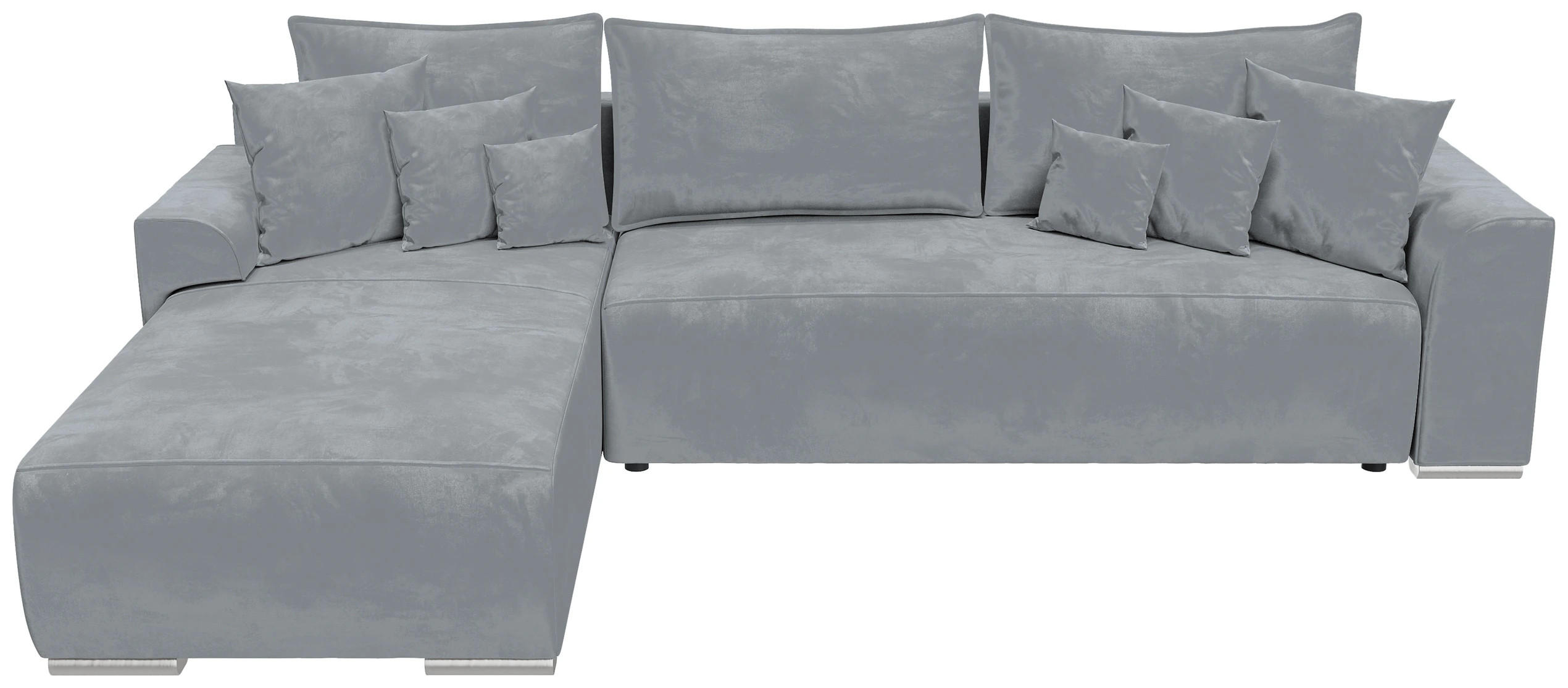 ECKSOFA Sydney mit Schlaffunktion Grau Plüsch - Hellgrau, Textil (280/184cm) - Bromarkt