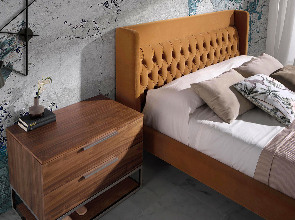 BETT Senf Grau 193/226/115 cm - Dunkelgelb/Grau, Textil (180/200cm) - ANGEL CERDA