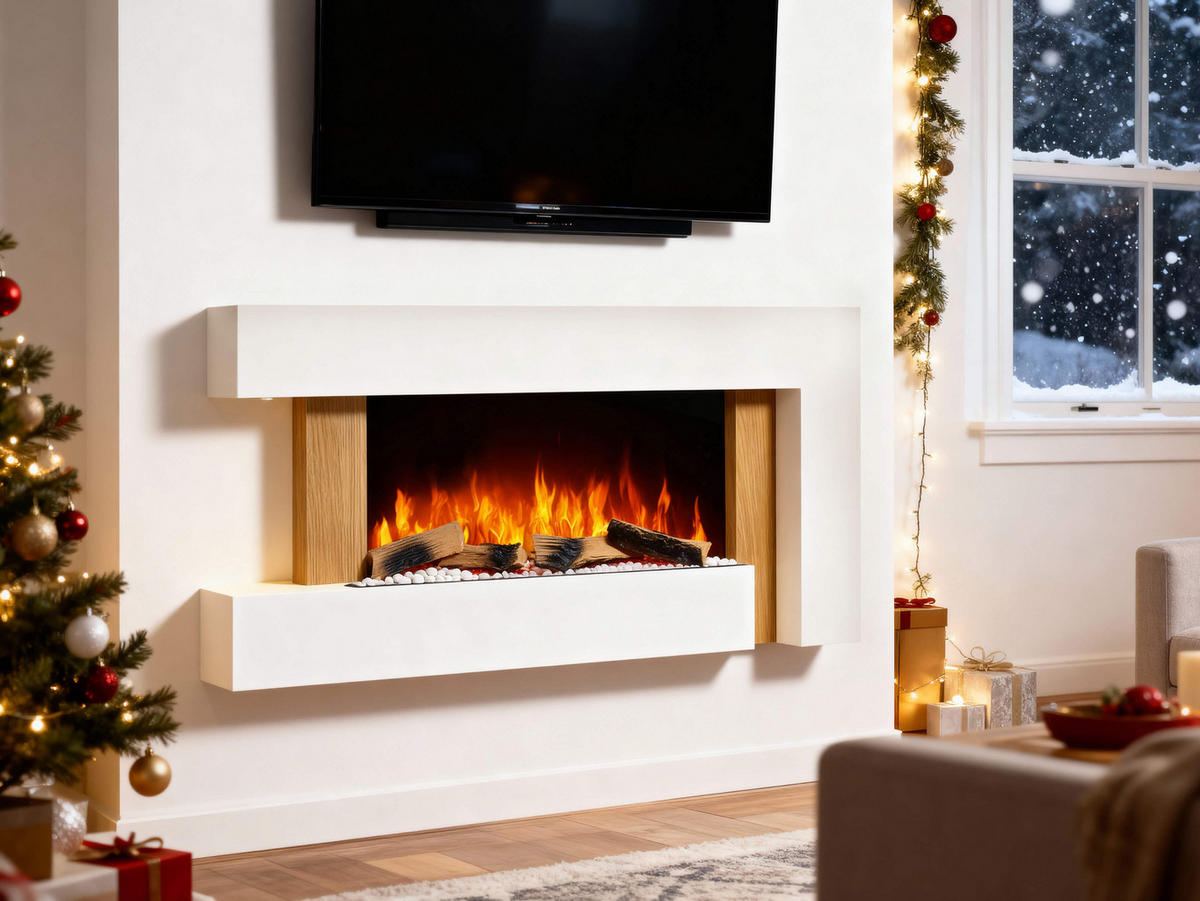ELEKTROKAMIN Fjord AF52 – 3D-Flammeneffekt, Heizfunktion, WLAN - Weiß, Glas/Holzwerkstoff (132/58/21cm) - ArtiFlame