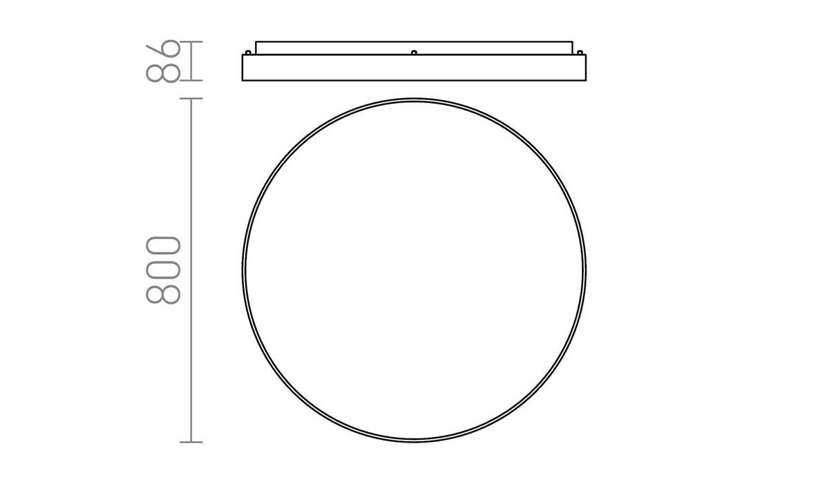 DECKENLEUCHTE MENSA R 80 gebürstetes Aluminium 80 W - Silberfarben, Metall (80/80/9cm) - Rendl