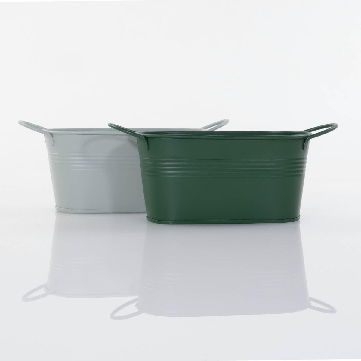 BLUMENTOPF Lingo 20/8,5/9,5 cm - Dunkelgrün, Metall (9.5cm)
