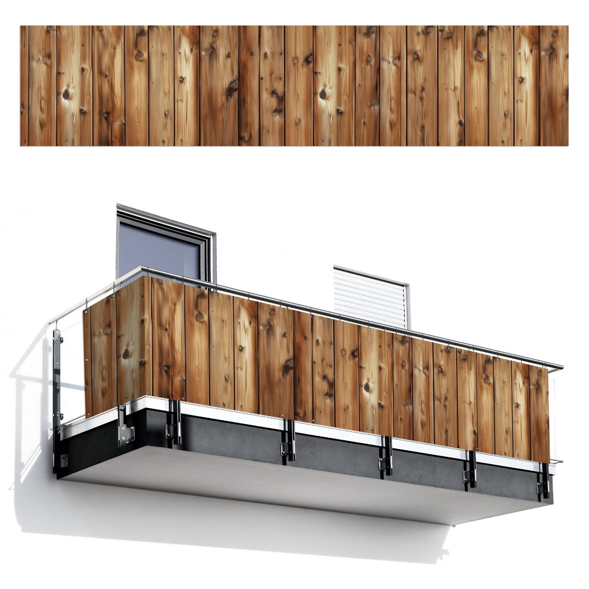BALKON-SICHTSCHUTZ Holz - Regale - Braun - Buchefarben, Kunststoff (500/110cm) - MuchoWow