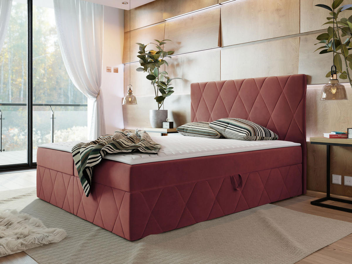BOXBETT Simoti - Rosa, Holzwerkstoff (160/200cm) - MIRJAN24