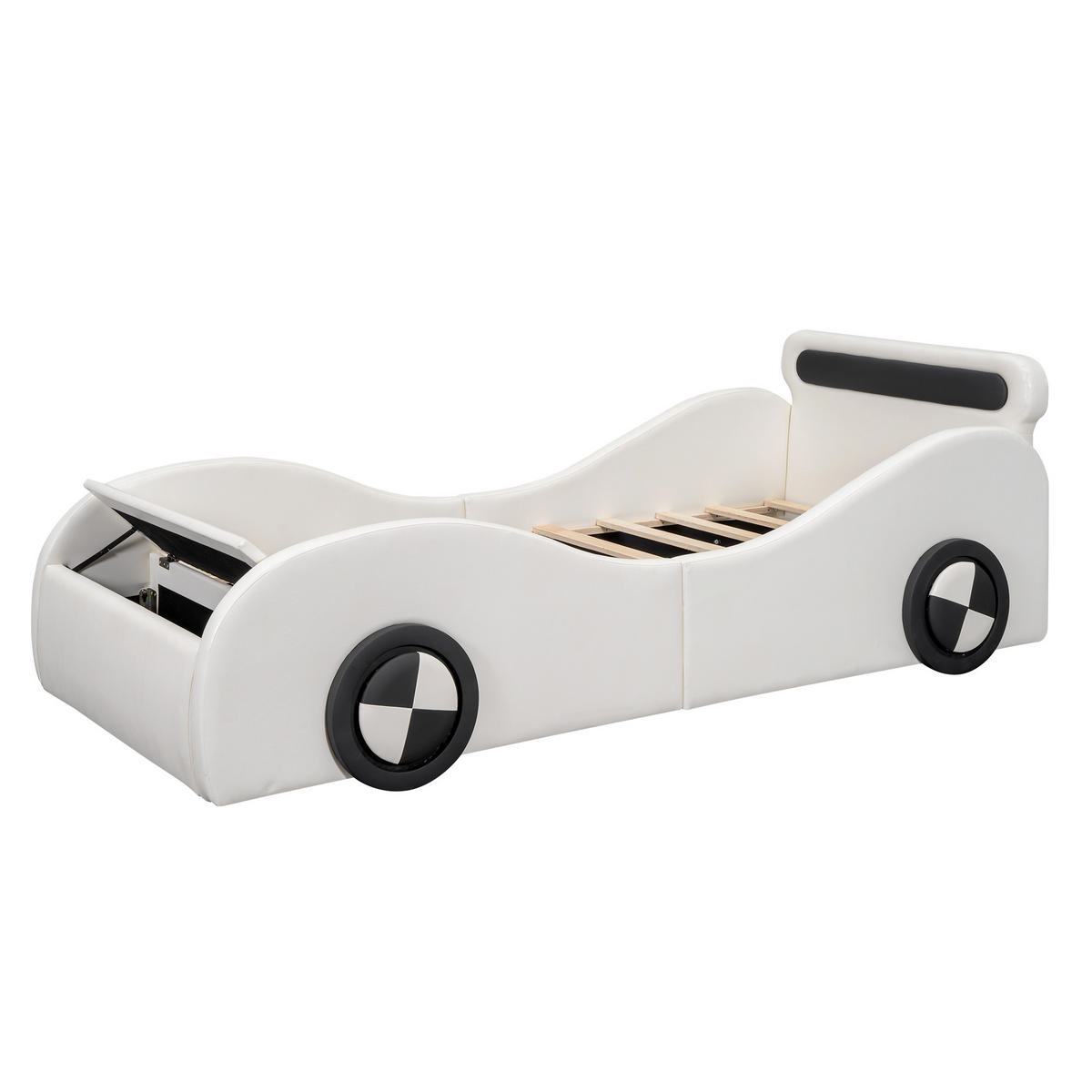 KINDERBETT 90x200 cm Auto LED weiß - Weiß, Kunststoff (90/200cm) - LEBENLANG