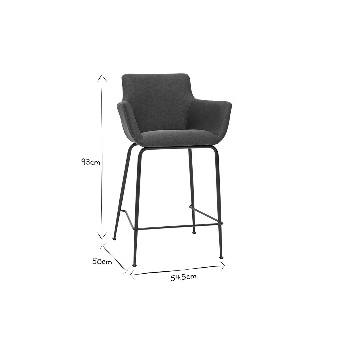 BARHOCKER Anthrazitgrauer Stoff H65 cm 2er-Set CARLIE - Dunkelgrau, Textil (50/93/54.5cm) - Miliboo