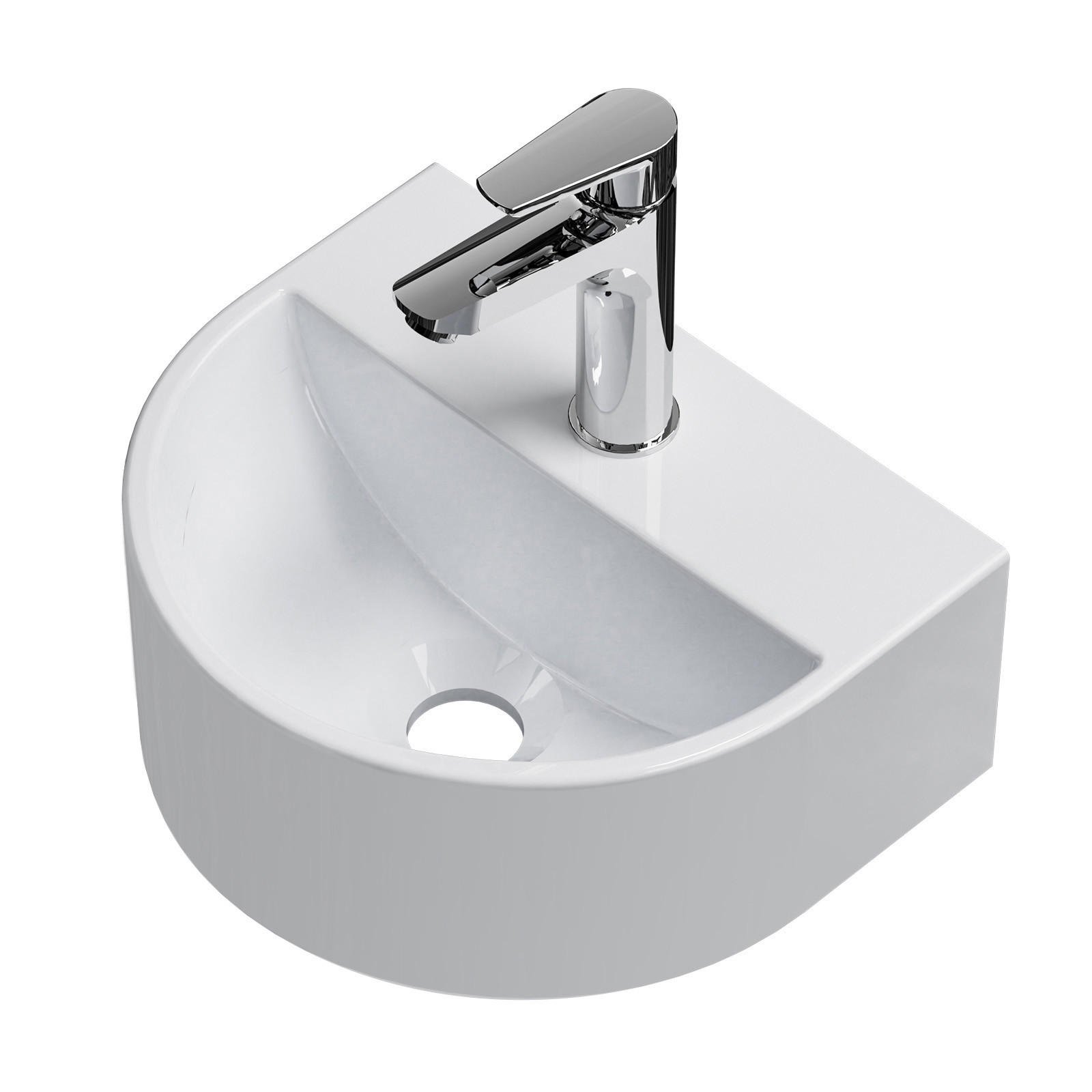WASCHBECKEN U-förmig Wandmontage Glänzend Weiß 30,3 / 25,5 / 12 cm - Weiß, Keramik (25.5/12/30.3cm) - EMKE
