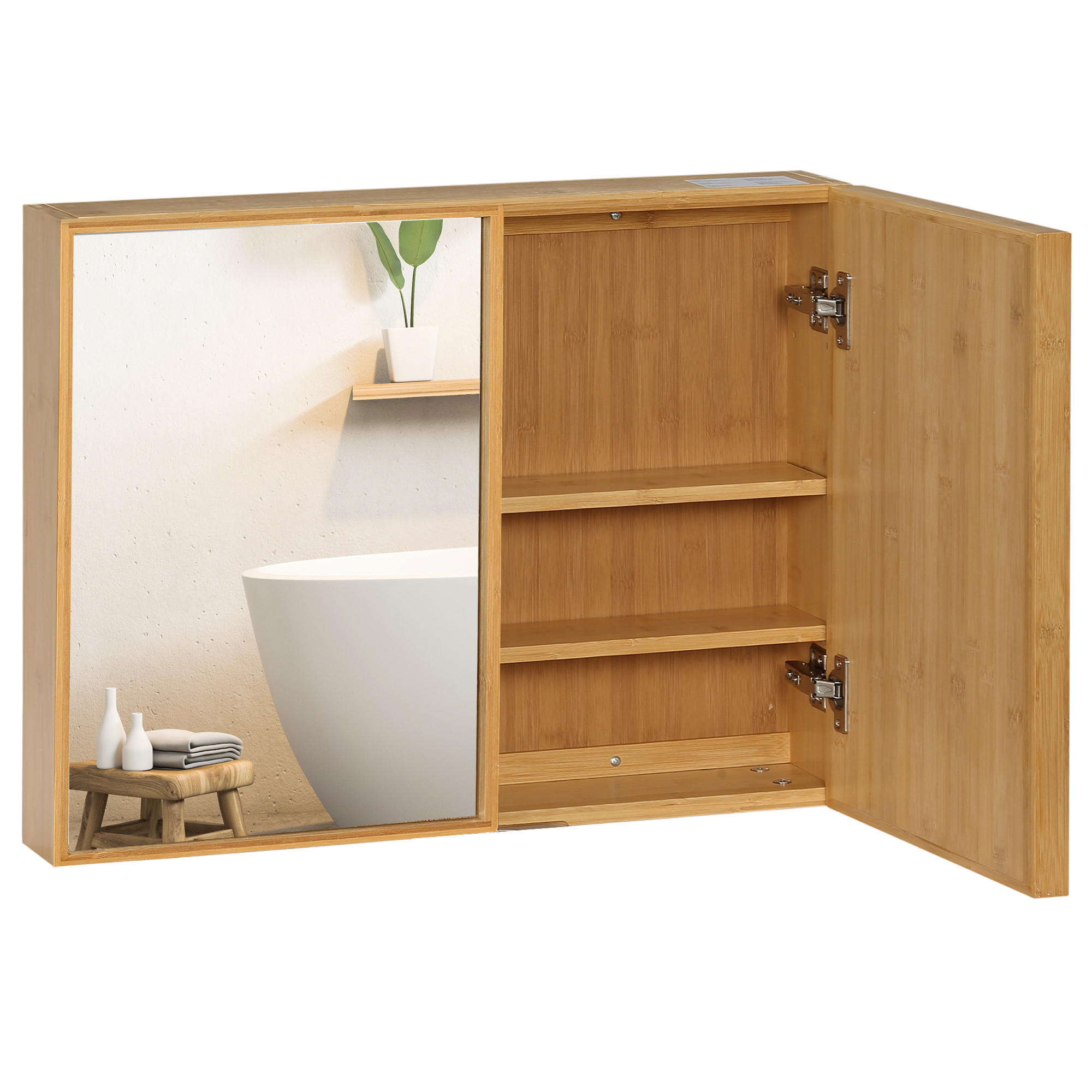 SPIEGELSCHRANK Naturfarben - Naturfarben, Holz (65.2/50/14cm)