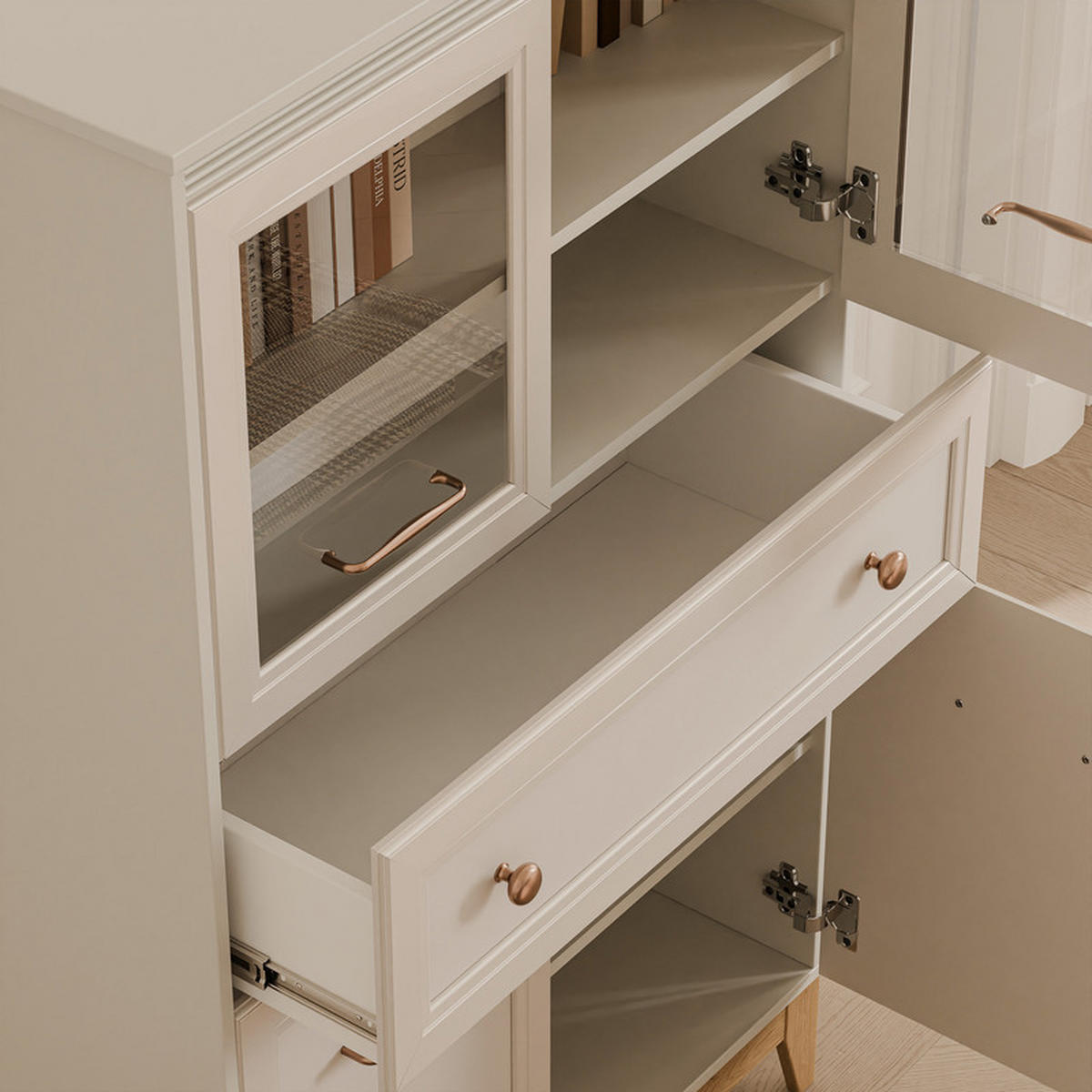 HIGHBOARD DIUNA 92/41/151 cm, 1 Schublade, Kaschmir - Kaschmir, Holzwerkstoff/Metall (92/151/41cm) - Idohome
