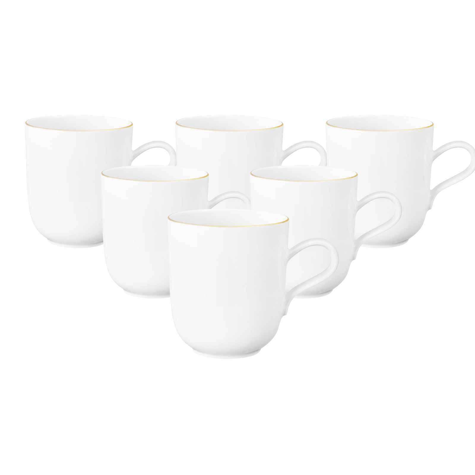 HENKELBECHER Liberty Goldrand weiß-gold 400 ml 6er Set - Goldfarben/Weiß, Keramik (0.4L) - Seltmann Weiden