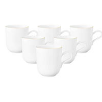 HENKELBECHER Liberty Goldrand weiß-gold 400 ml 6er Set - Goldfarben/Weiß, Keramik (0.4L) - Seltmann Weiden