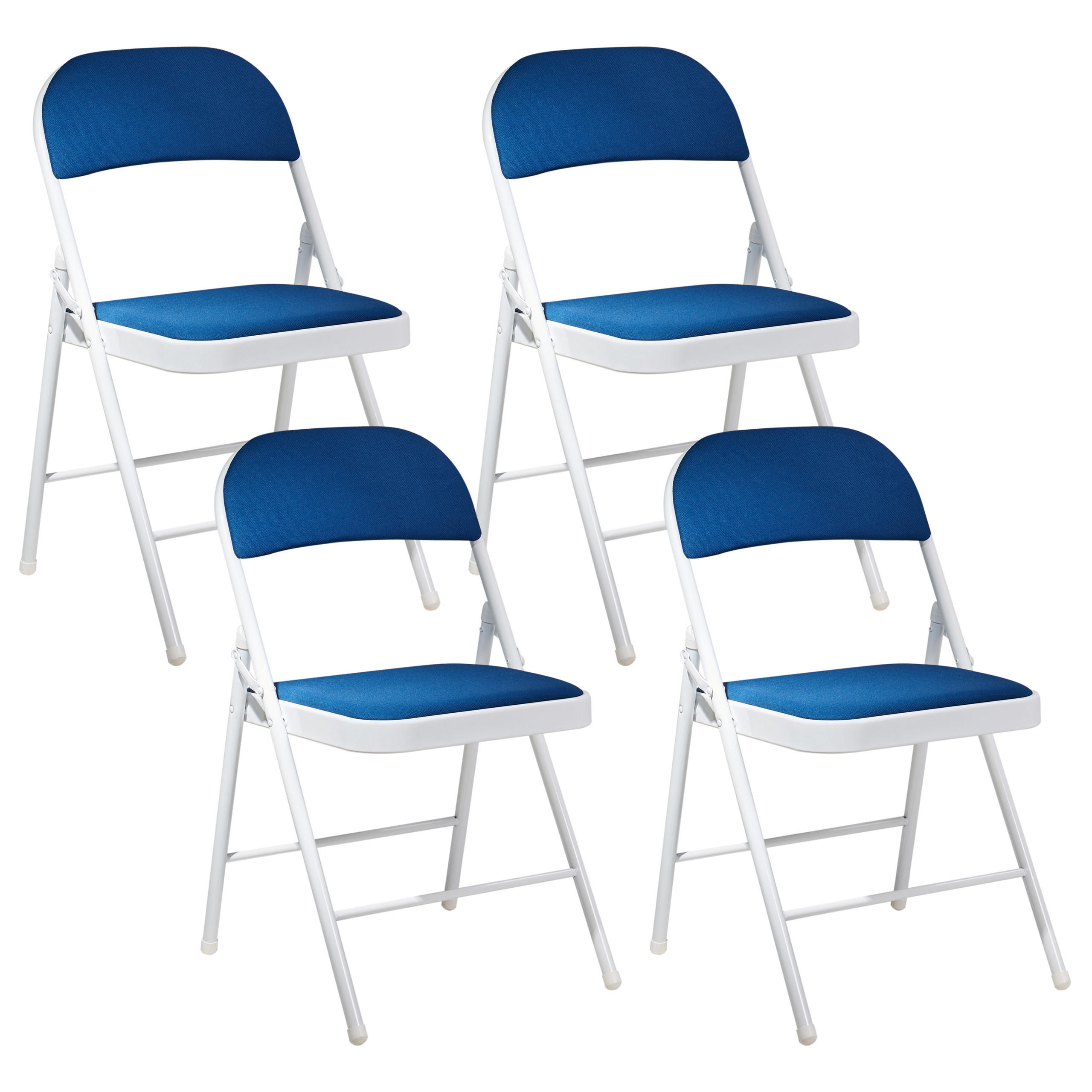 KLAPPSTUHL 4er-Set Metall Blau/Weiß Sparks - Blau, Metall (45/77/47cm) - Beliani