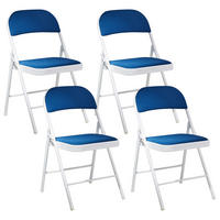 KLAPPSTUHL 4er-Set Metall Blau/Weiß Sparks - Blau, Metall (45/77/47cm) - Beliani