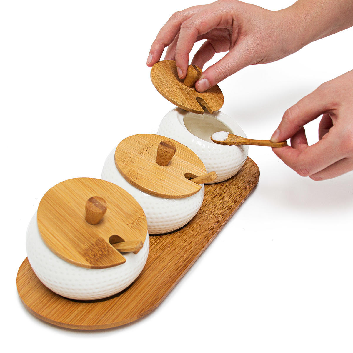 GEWÜRZHALTER - Multicolor, Holz/Keramik (12/8.5/30.5cm) - Relaxdays