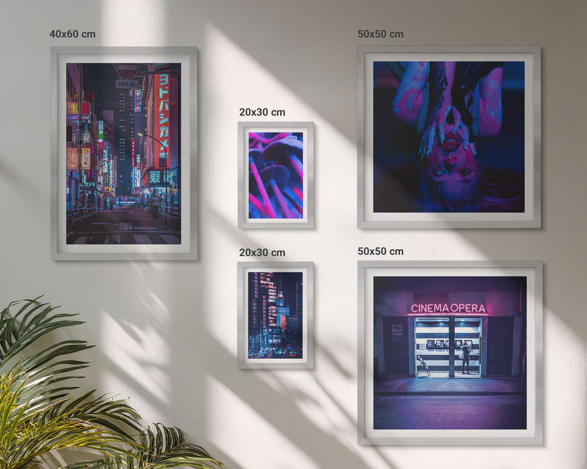 WANDBILDER 5er Set - 50x50 cm & 20x30 cm & 40x60 cm Silberner Rahmen - Kosmische Sternenlandschaften - Silberfarben, Kunststoff (40/60cm) - ArtPrintCave
