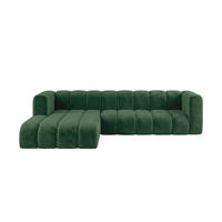 ECKSOFA Modulares In L-Form, Velvet-Stoff Riviera, Grün, Links, GRAND 287 cm - Grün, Holz (287/179cm) - Kaiser Möbel