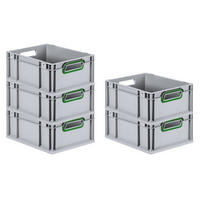 EUROBOX 5x Nextgen Color 17x30x40cm 16 Liter Griffe Grün Offen - Grün, Kunststoff (30/17/40cm) - PROREGAL