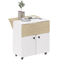 KLAPPTISCH 83/70/75 cm, seitlich ausklappbar, mit Rollen und Stauraum - Weiß, Holz (70/83/75cm) - BEAOK
