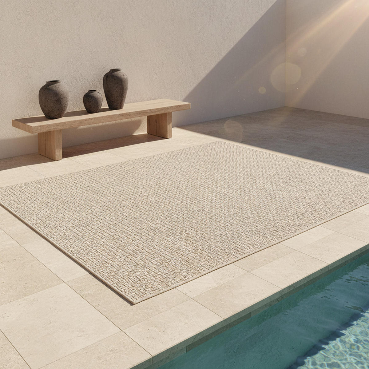 TEPPICH In-/Outdoor Flachgewebe Unifarben Polypropylen Balkon Beige Rechteckig 120x170 - Beige, Textil (120/170cm) - KADIMA DESIGN