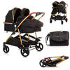 GESCHWISTERKINDERWAGEN Duo Smart schwarz gemustert klappbar, umbaubar, verstellbar, Fußsack - Multicolor/Schwarz, Metall (80/75/104cm) - Chipolino