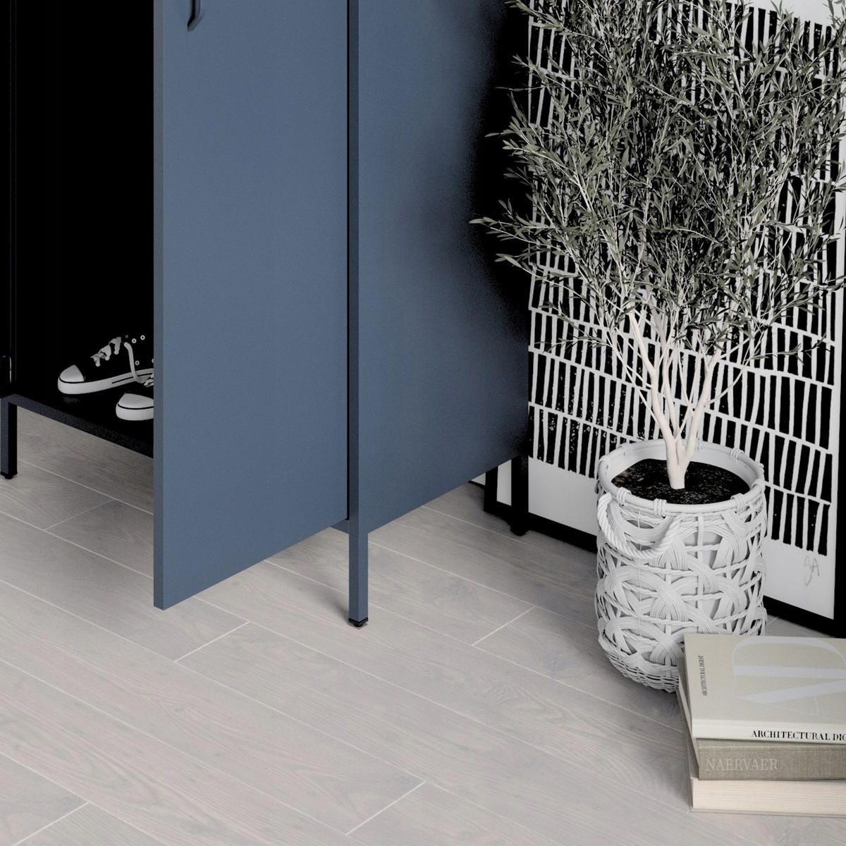 KLEIDERSCHRANK FLAVIO - Blau, Metall (80/185/45cm) - Jan Nowak