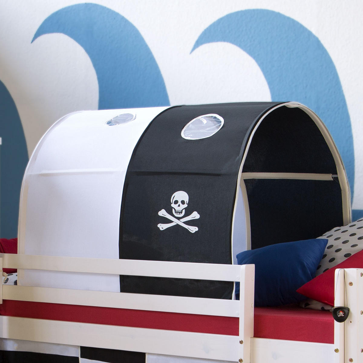 TUNNELSET für Hochbett 90 cm Pirat - Weiß, Textil (90/70/100cm) - Homestyle4u