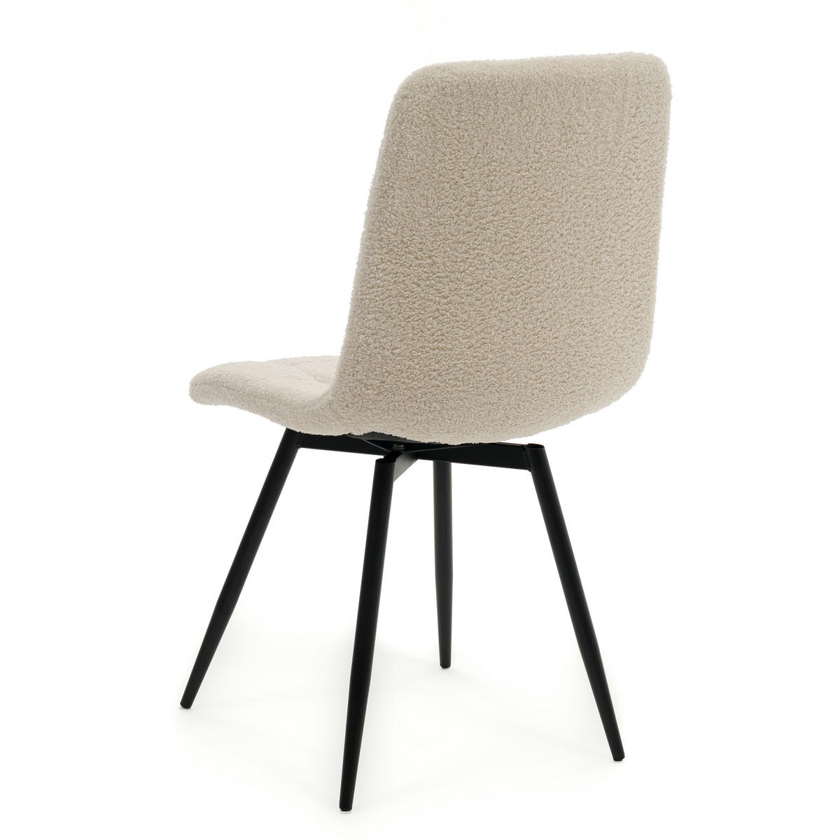 STUHL ARCO drehbar gepolstert mit Steppung - hellbeige - Boucle Teddy - Ecru/Schwarz, Textil/Metall (46/90/51cm) - NEW HOME