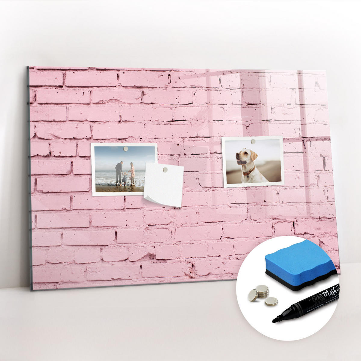 MAGNETTAFEL 60x40 Ziegelmauer - Pink, Glas (60/40/0.4cm) - TULUP