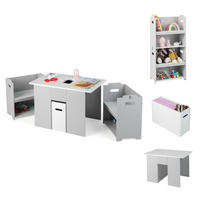 KINDERTISCH mit 2 Stühlen grau(3-tlg) - Grau, Holzwerkstoff (70/47/45cm) - COSTWAY