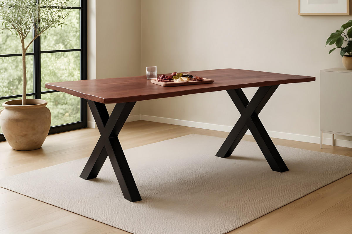 ESSTISCH ROXANA - Kastanienfarben/Beige, Holz (90/180/77cm) - SAM