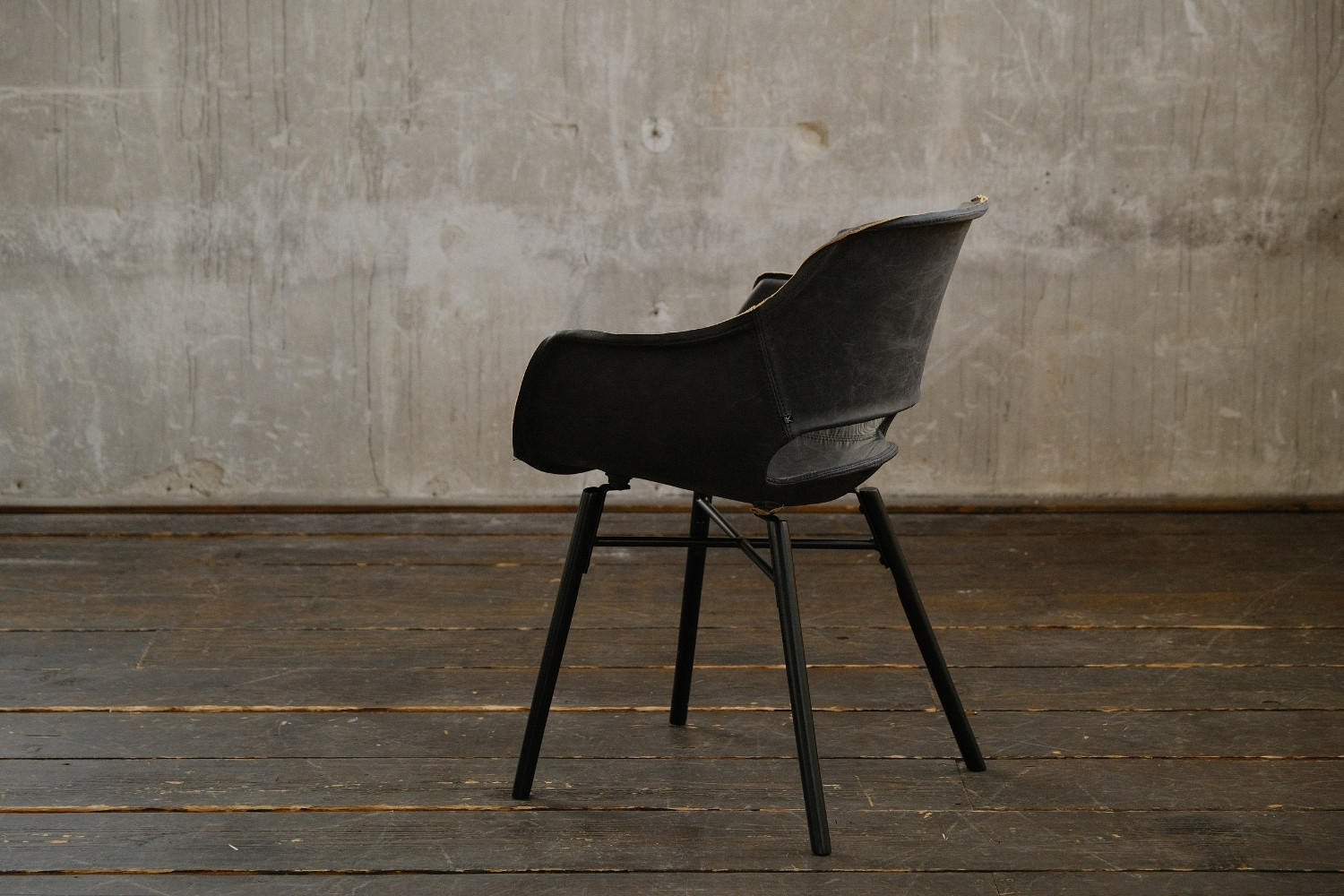 STUHL ZAJA Schwarz Leder - Schwarz, Leder (57/82/59cm) - KAWOLA