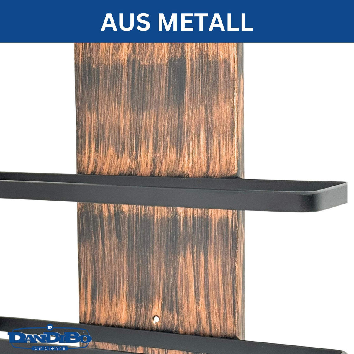 WEINREGAL Wand für 4 Flaschen Metall Flaschenregal  - Schwarz, Metall (29/49/9cm) - DanDiBo