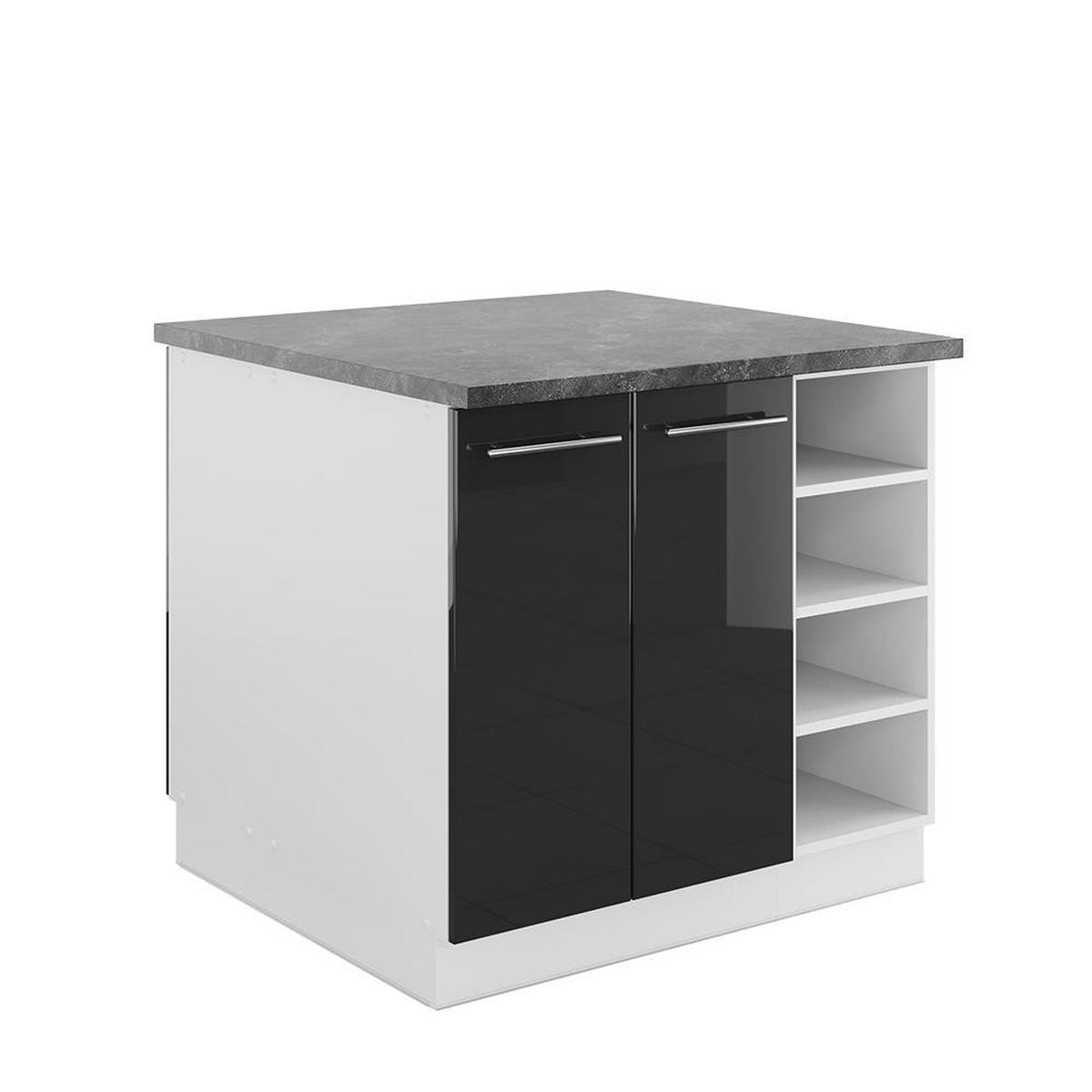 KÜCHENINSEL Fame-Line Anthrazit Hochglanz/Weiß 90 cm ohne Arbeitsplatte - Dunkelgrau/Anthrazit, Holzwerkstoff (90/82/82cm) - Vicco