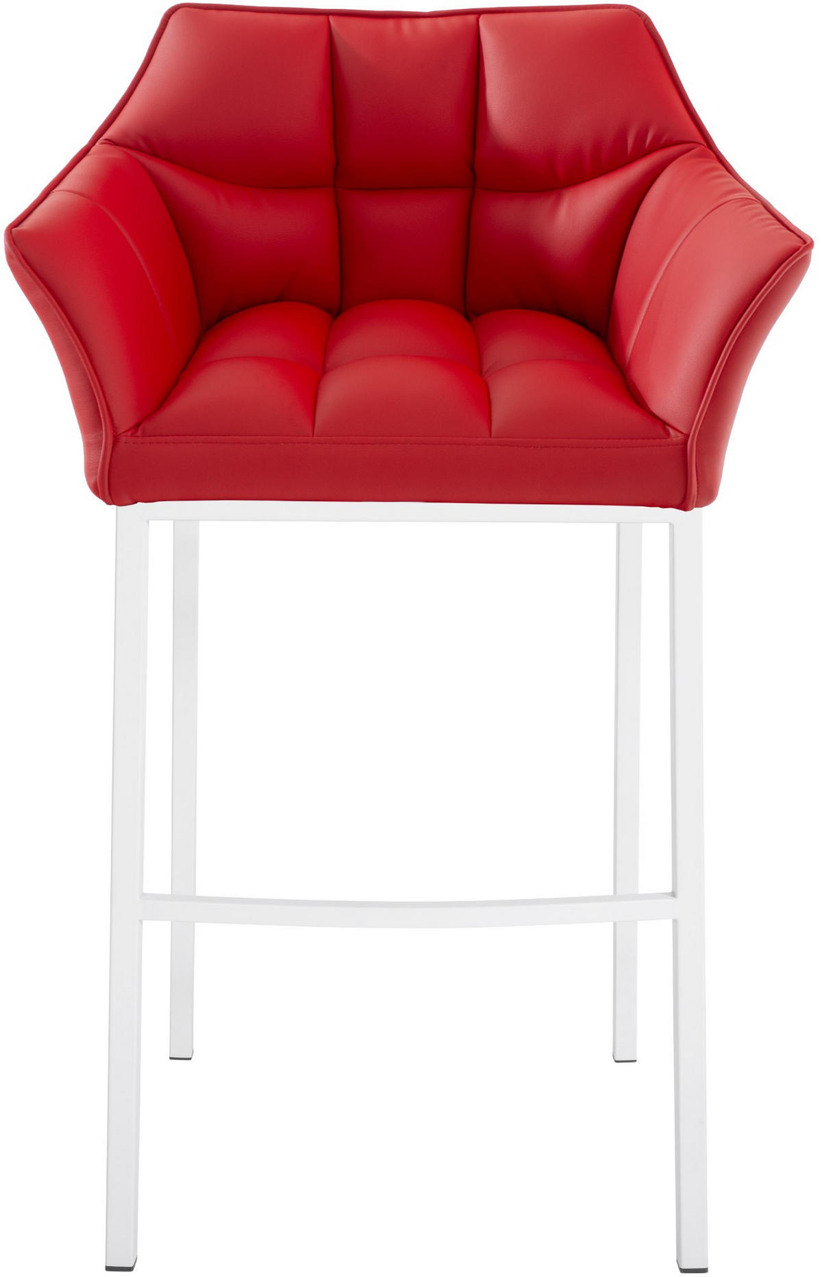 BARHOCKER Lederlook Rot - Rot/Weiß, Textil/Metall (64/110/48cm) - CLP