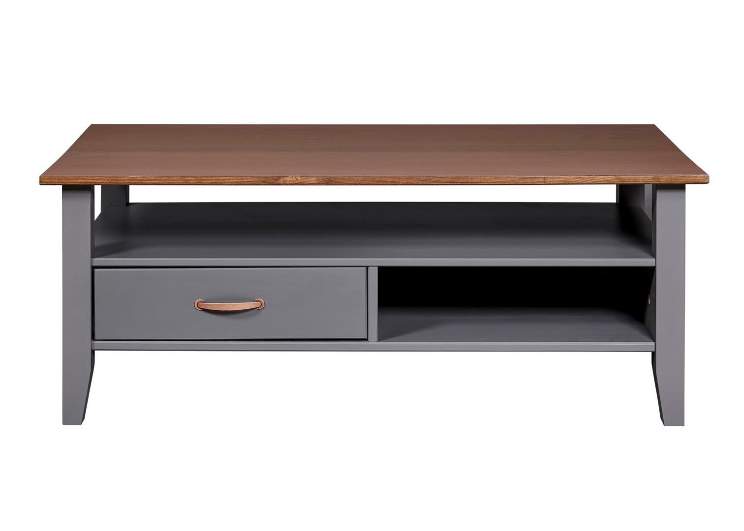 COUCHTISCH Kiefer massiv 115/60/45 cm rechteckig Braun, Grau  - Braun/Grau, Design, Holz (115/60/45cm) - Livetastic