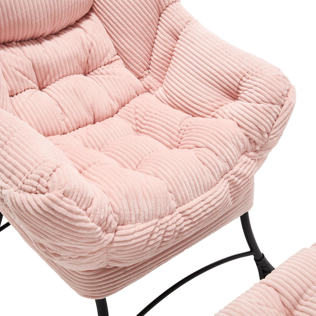 LOUNGESESSEL Set mit Hocker Flanell, Metallgestell 69,9/64/95 cm Rosa - Rosa, Textil (69.9/95/64cm) - Redom