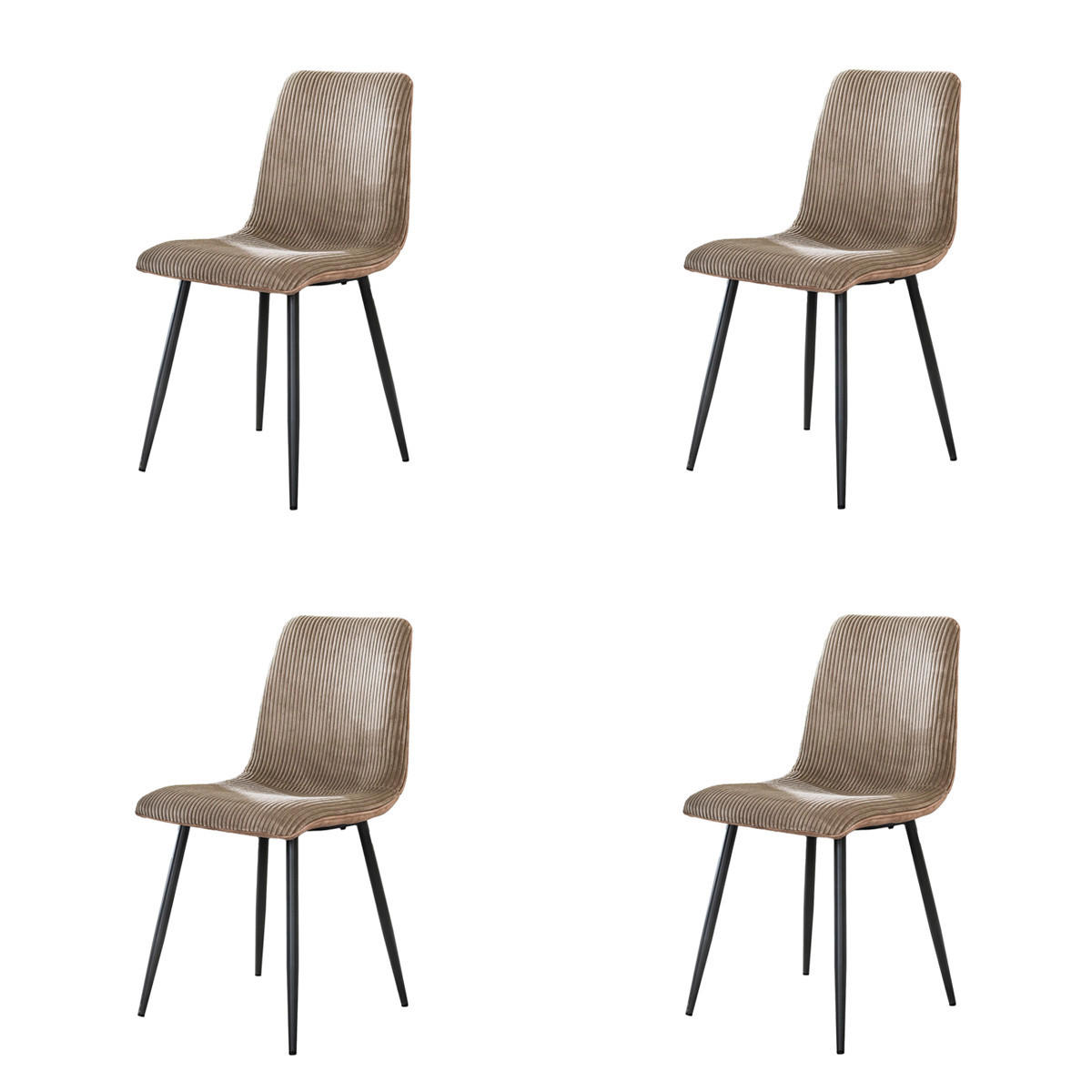 ESSZIMMERSTUHL Rib Beige 57/45/87 cm 4er-Set - Beige, Textil (45/87/57cm) - Hoyz Collection