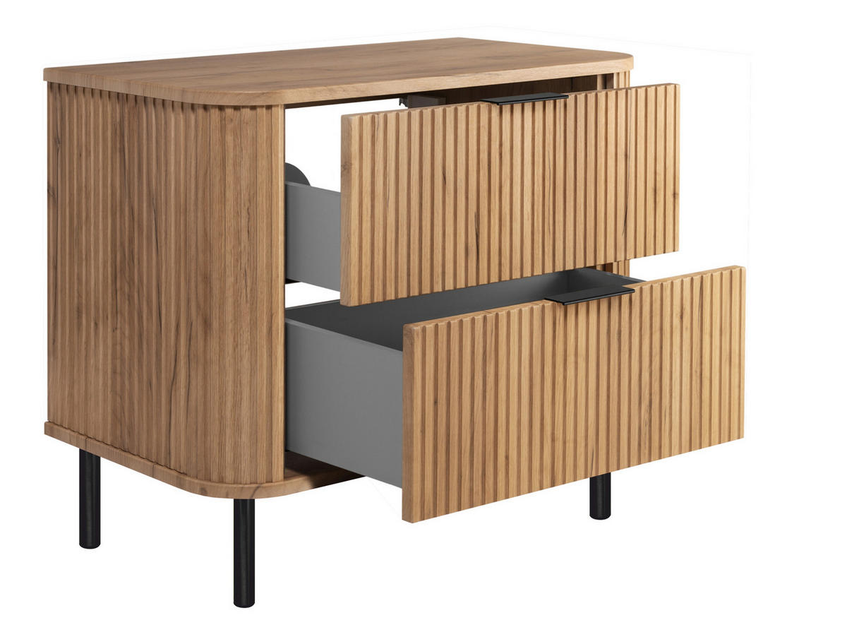 BADEZIMMERSCHRANK : Farbe Eiche Craft, Griff schwarz, Füße schwarz, 80 x 41,5 x 66,7 cm - Eichefarben/Schwarz, Holzwerkstoff (80/66.7/41.5cm) - 3XE LIVING