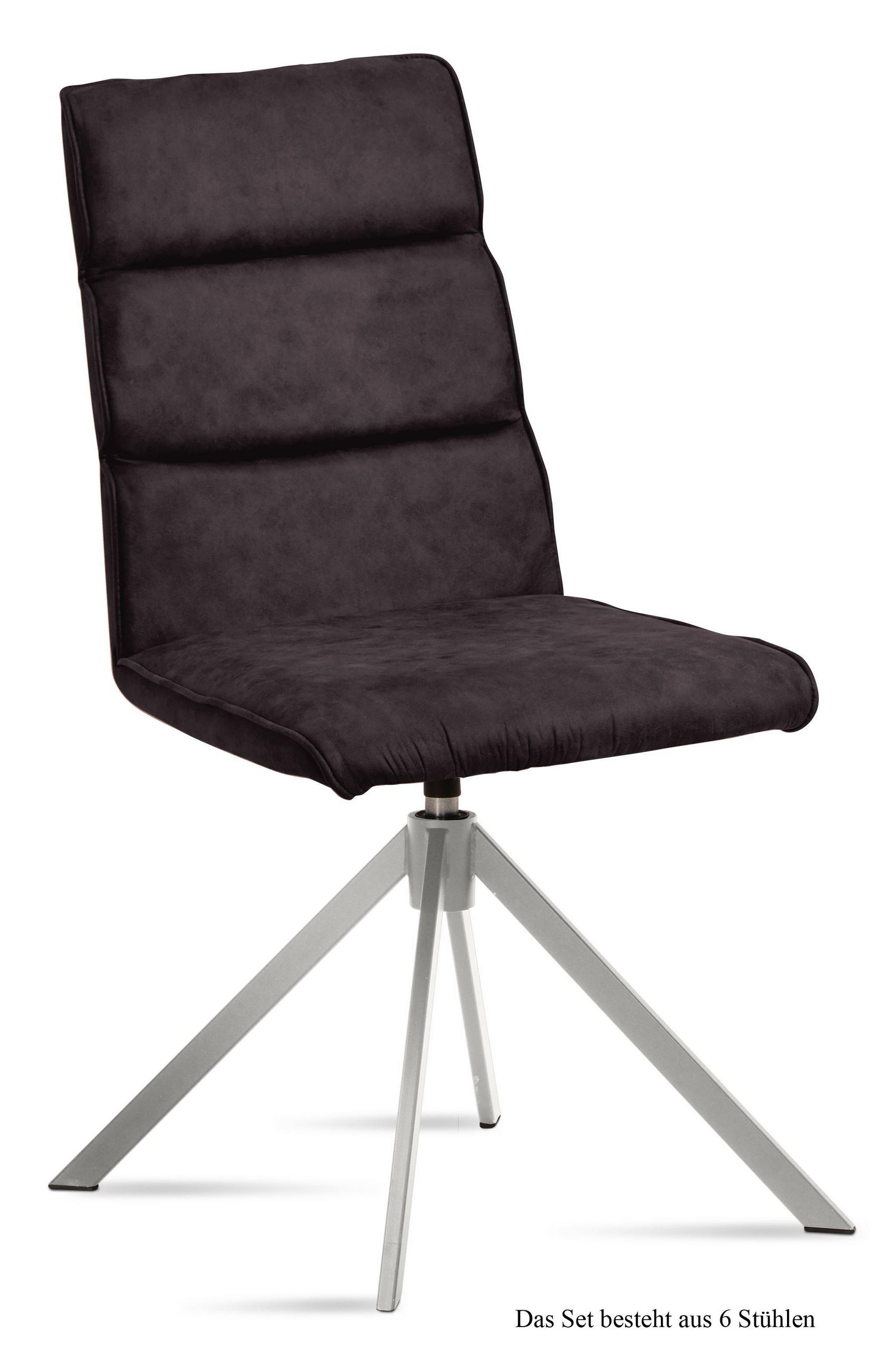 ESSZIMMERSTUHL drehbar (6er-Set) Dulcea 47x92x60 Edelstahl/Espresso - Edelstahlfarben/Dunkelbraun, Kunststoff (60/92/47cm) - 58aufmkessel