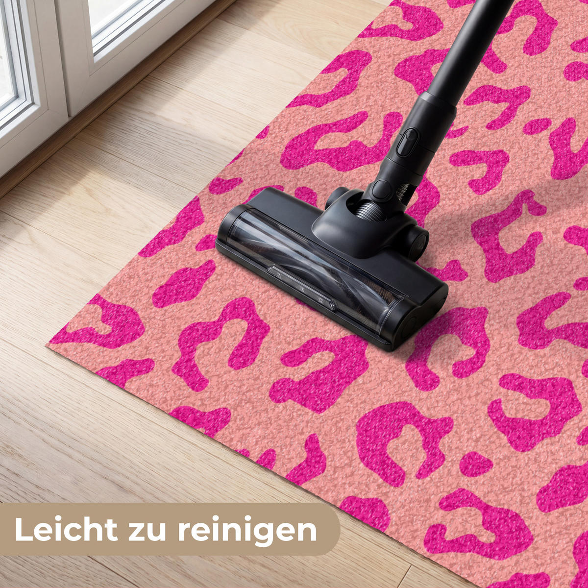 FUSSMATTE Pantherdruck - Rosa - Tierdruck - Minimalistisch Sauberlaufmatte 150x90 cm - Pink, Kunststoff (150/90cm) - MuchoWow