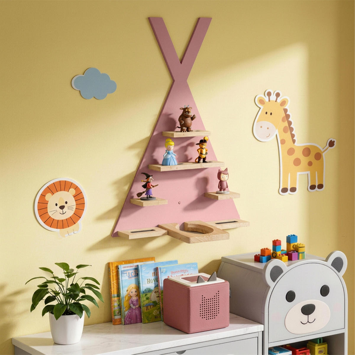 WANDREGAL Rosa für Toniebox - Rosa, Holz/Holzwerkstoff (49/69/9cm) - Relaxdays