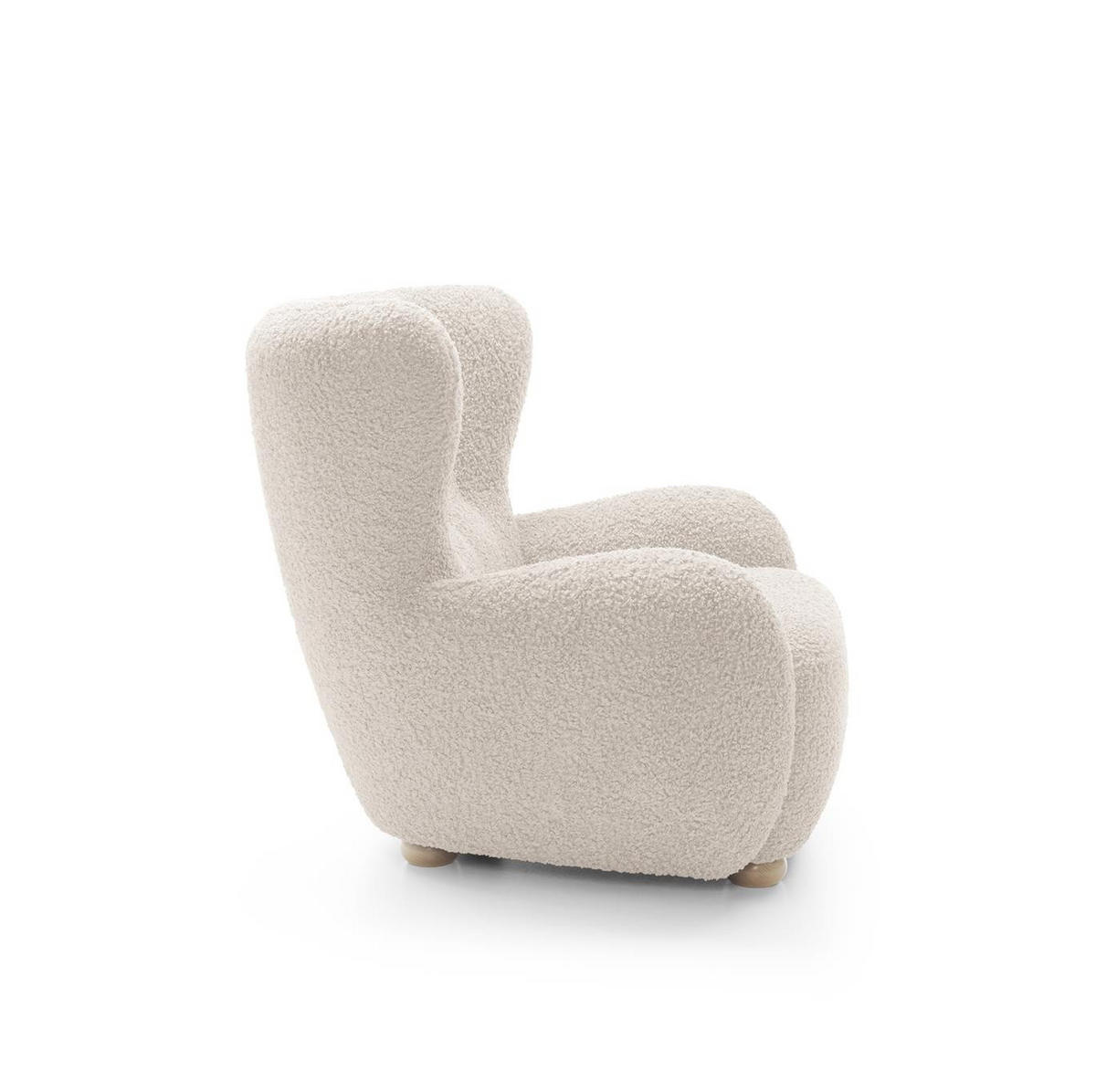 OHRENSESSEL Teddy Creme, Buchenholz Bein, Sessel aus Boucle-Stoff - Buchefarben/Creme, Holzwerkstoff/Textil (88/91/100cm) - Bettso
