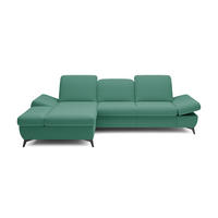 ECKSOFA FELICE L-S Grün Geflochtener Stoff mit Schlaffunktion - Grün, Holz (284/166cm) - MASSENO