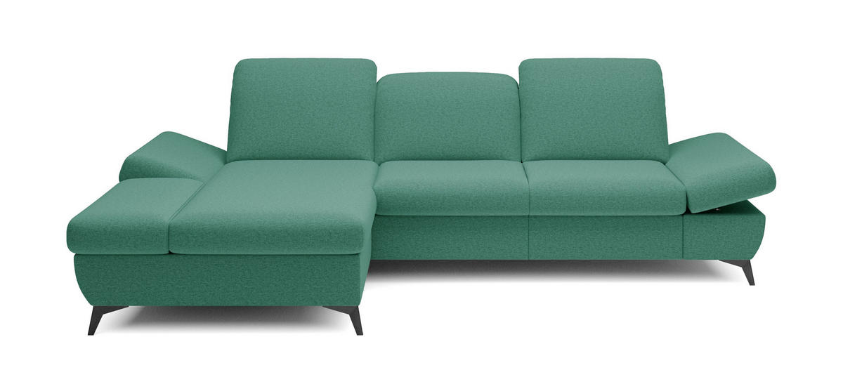 ECKSOFA FELICE L-S Grün Geflochtener Stoff mit Schlaffunktion - Grün, Holz (284/166cm) - MASSENO