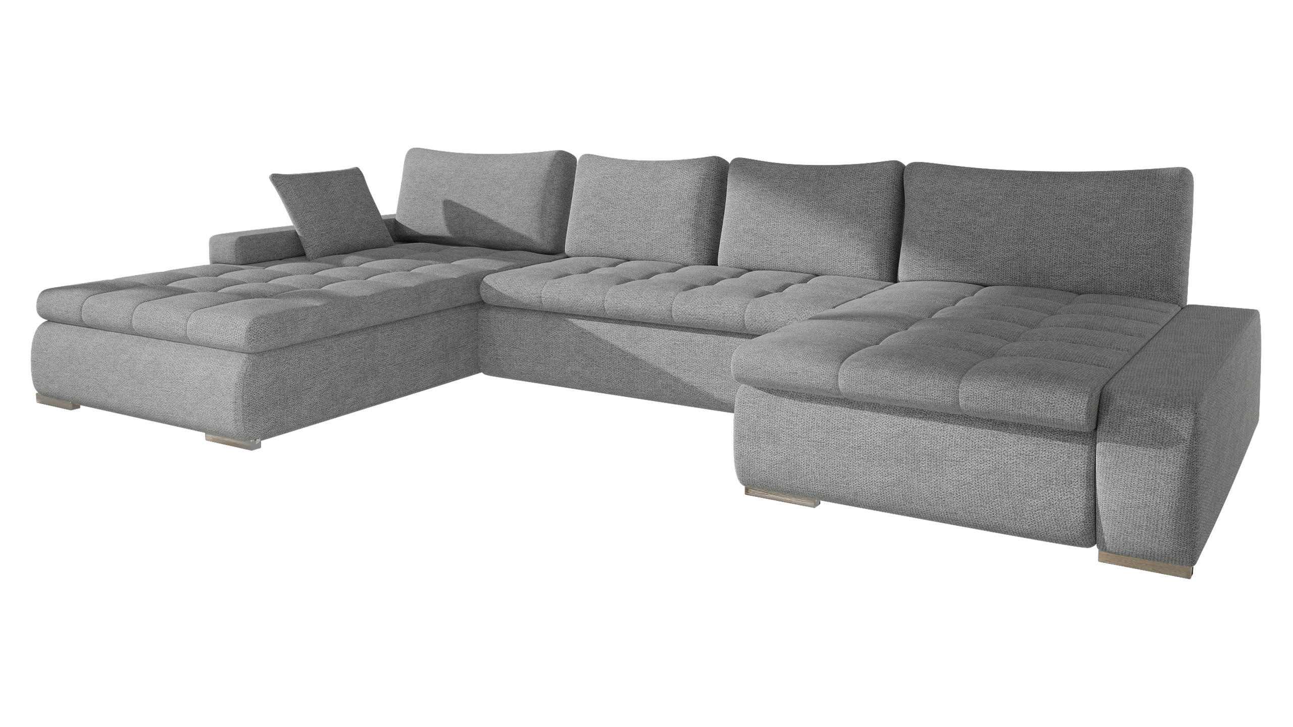 WOHNLANDSCHAFT Caro - Silberfarben/Alufarben, Holz/Textil (394/80/213cm) - MIRJAN24