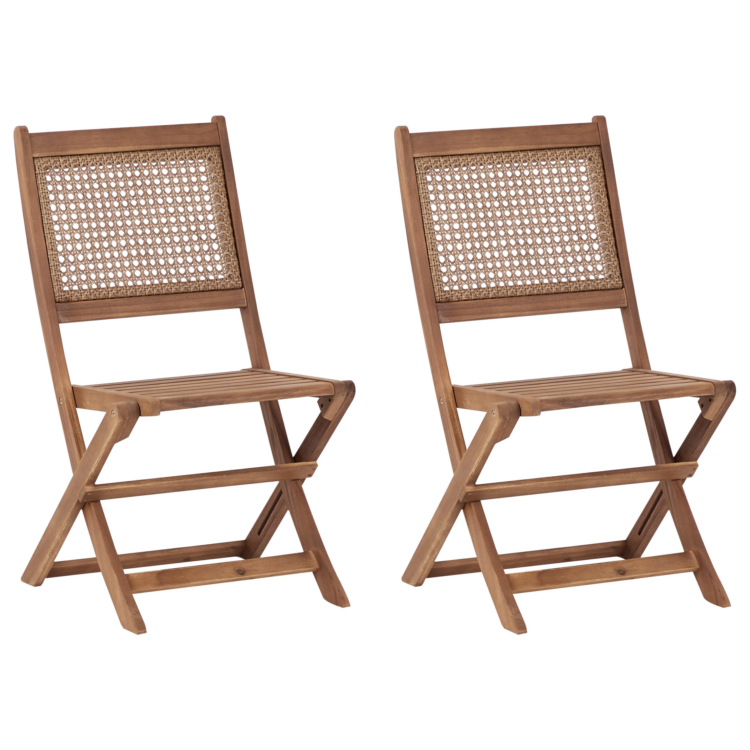 GARTENSTUHL 2er-Set Heller Holzfarbton Paraggi - Hellbraun, Holz (51/90/60cm) - Beliani