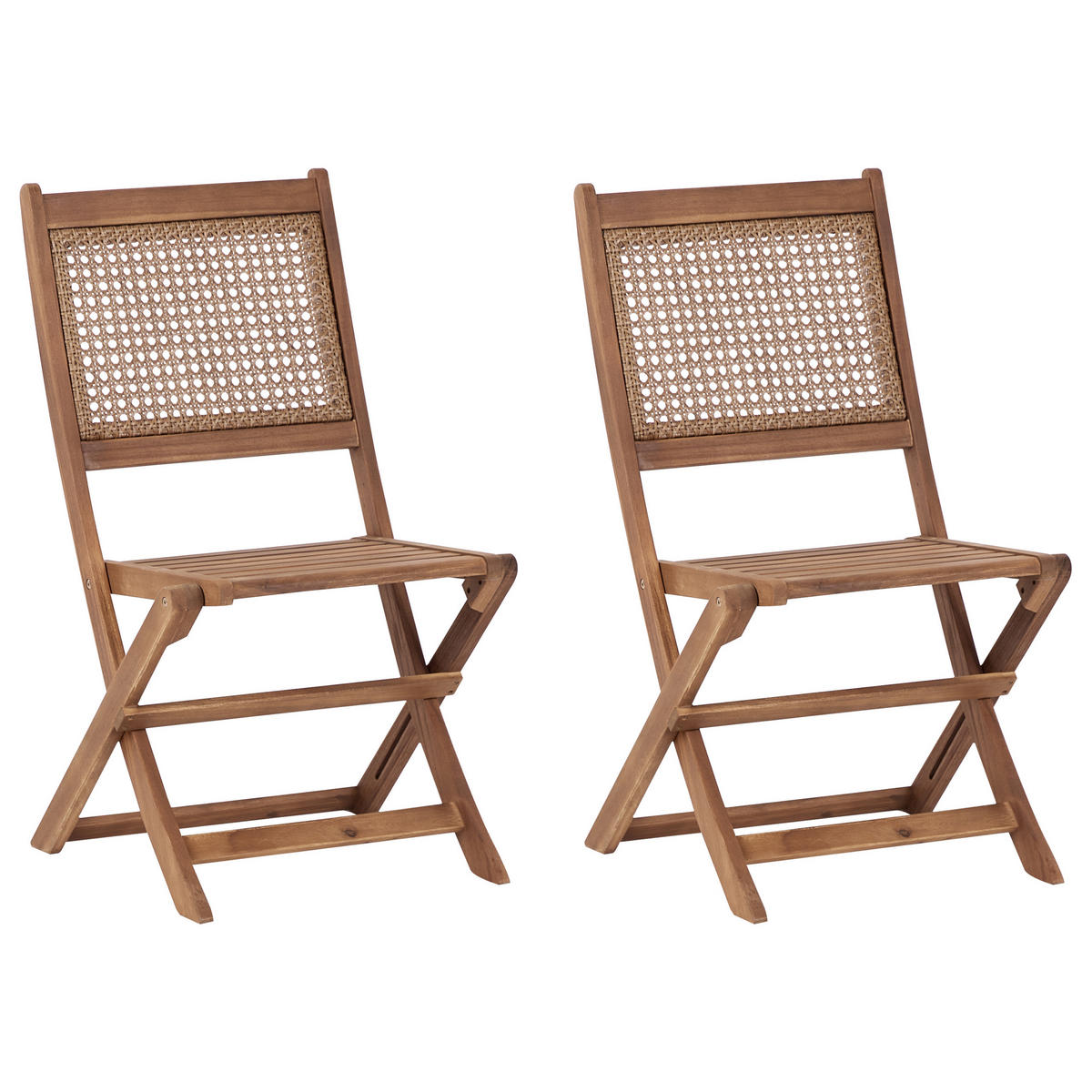 GARTENSTUHL 2er-Set Heller Holzfarbton Paraggi - Hellbraun, Holz (51/90/60cm) - Beliani