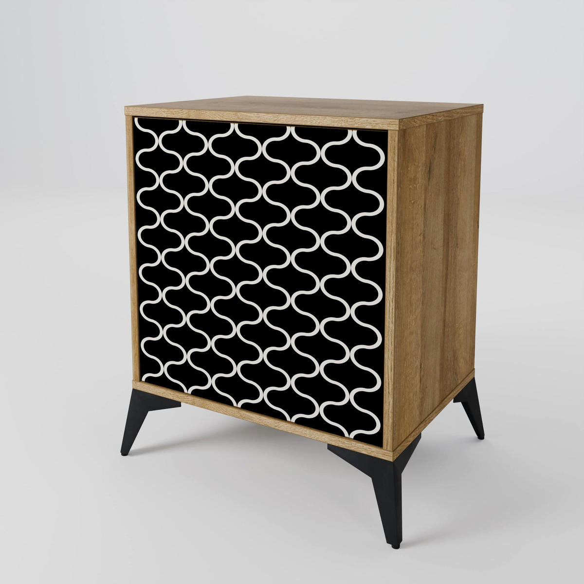 SIDEBOARD TESSELATED BLACKNESS, Eichefarben, 57,5x42x77,5 cm, Schräge Buchenholzfüße - Eichefarben/Buchefarben, Holzwerkstoff/Buchenholz (57.5/77.5/42cm) - SpaceRebels
