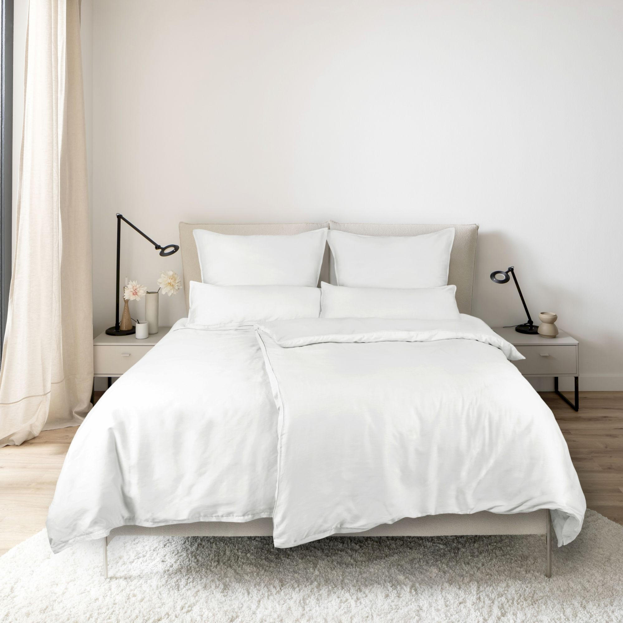 SATIN BETTWÄSCHE PLAIN - Weiß, Textil (140/200cm) - Schöner Wohnen