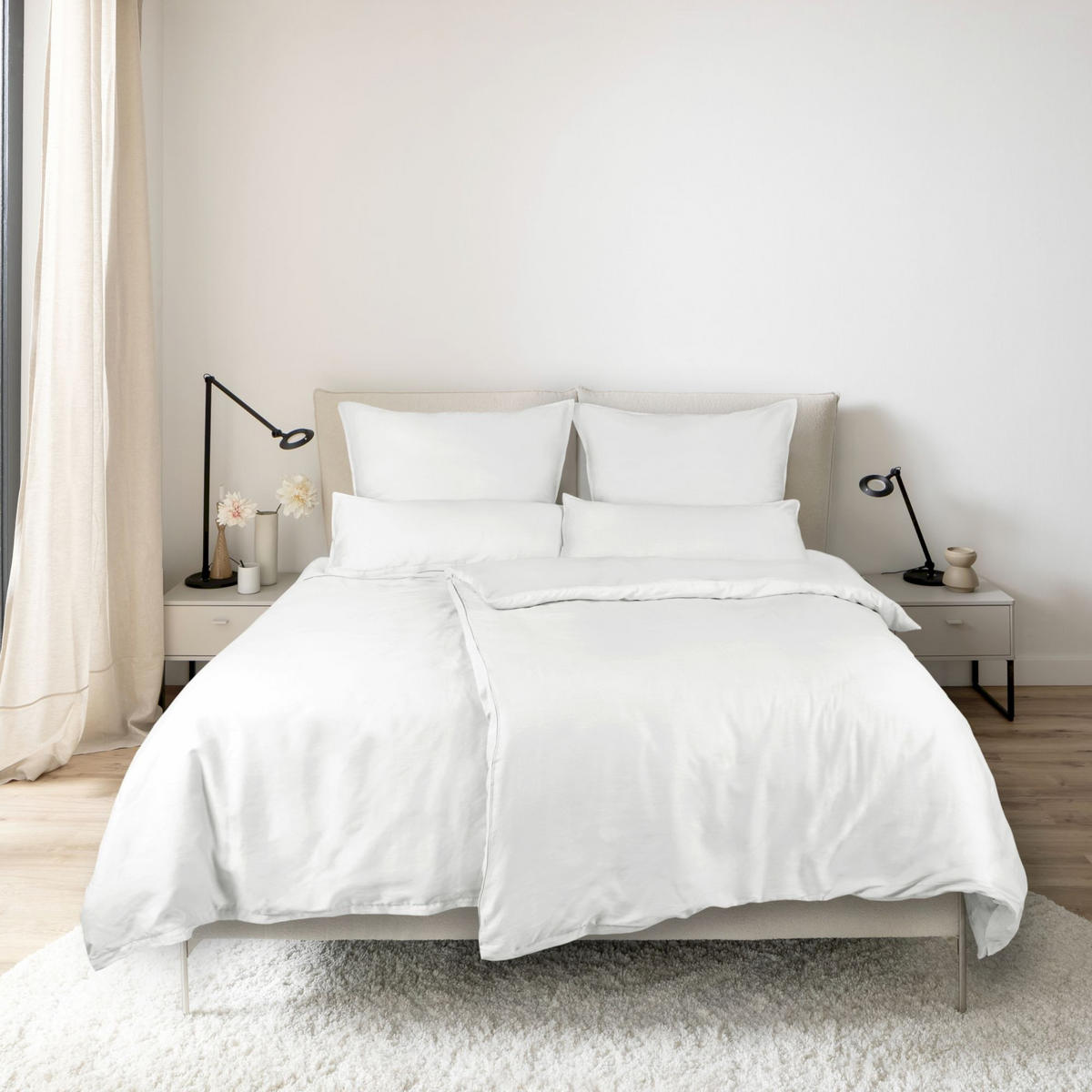 SATIN BETTWÄSCHE PLAIN - Weiß, Textil (155/220cm) - Schöner Wohnen