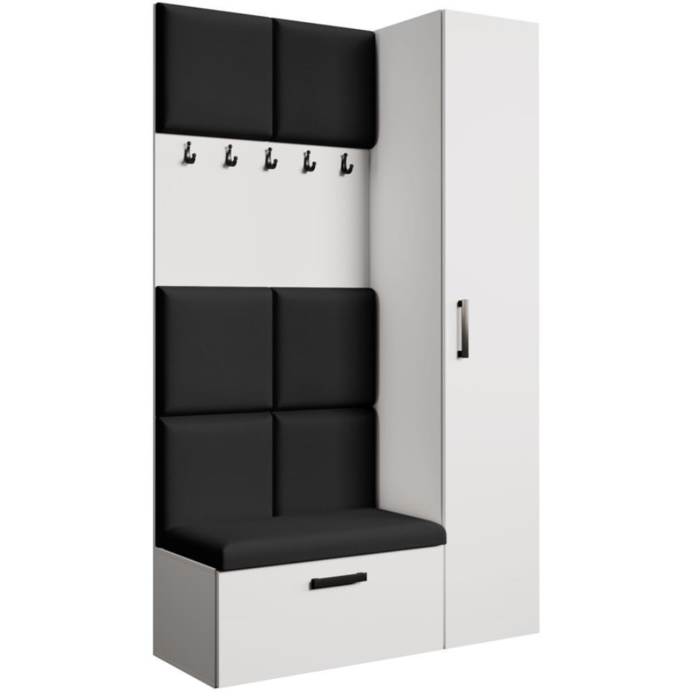 Beautysofa PŘEDSÍŇOVÁ sestava Margaret I+IV 121/203/43 s čalouněnými panely, bílá|černá